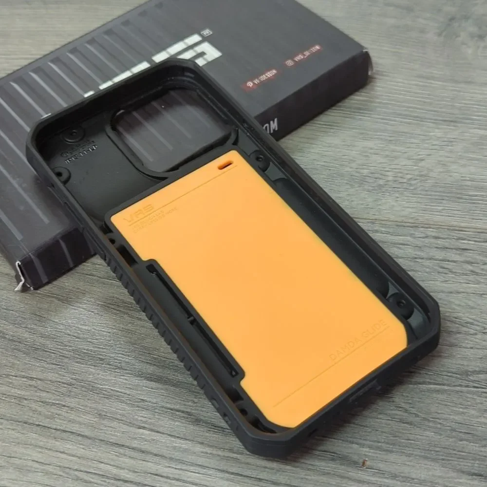 iPhone 13 Pro Max Cardholder Phone Case with Blue Camo Sliding Cover